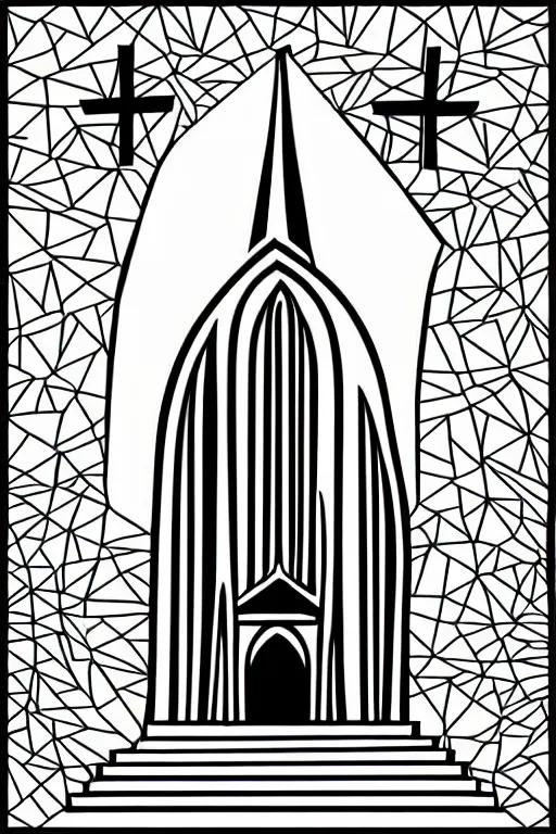 Image similar to minimalist boho style art of a church, illustration, vector art