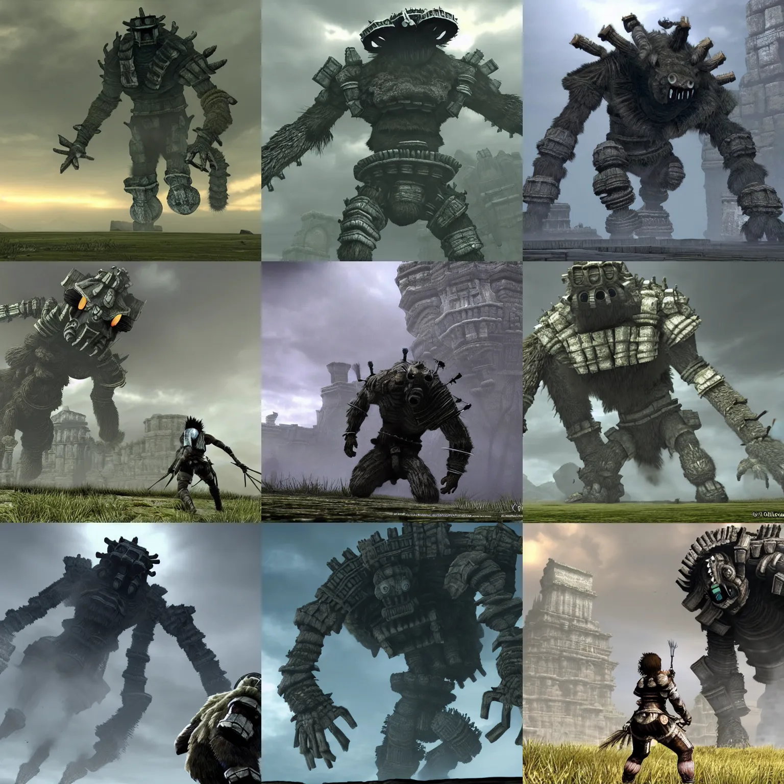 shadow of the colossus giant spider boss fight | Stable Diffusion