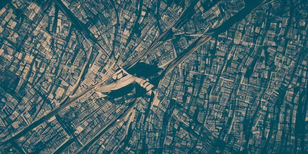 Image similar to cinematic street shot of a flying city saint petersburg on earth orbit, telephoto, anamorphic cinematography, beautiful composition, color theory, leading lines, photorealistic, moody volumetric lighting