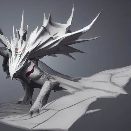 Prompt: lightning white dragon in destiny 2 3 d render