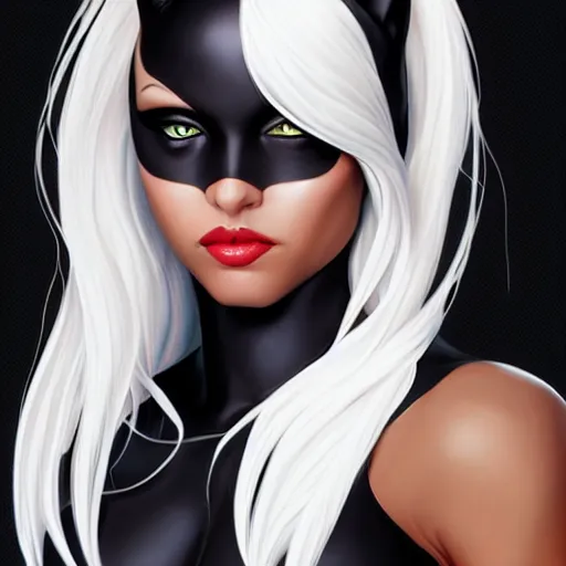 Image similar to felicia hardy as black cat, by artgerm, trending on artstation, high resolution, 4 k, highly detailed