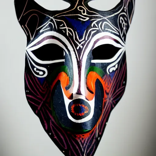 Image similar to shamanic mask of wolf, studio photo