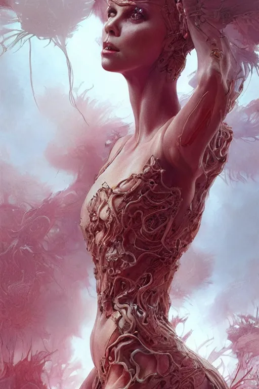 Image similar to Charlize Theron as Venus flytrap, intricate, highly detailed, smooth, artstation, digital illustration by Ruan Jia and Mandy Jurgens and Artgerm and Wayne Barlowe and Greg Rutkowski and Zdislav Beksinski