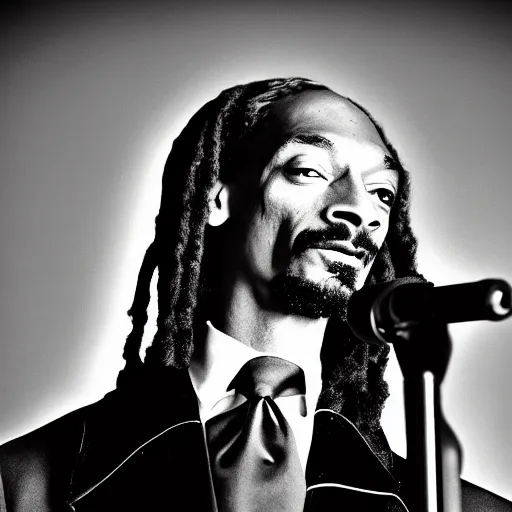 Image similar to vintage photograph of Snoop Dogg speaking at the Million Man March, Sigma 40mm, portrait, black and white