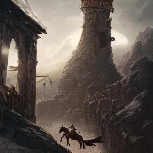 Image similar to a chess piece comes alive, the horse jumps over the tower piece in the wooden chessboard, fantasy art, in the style of greg rutkowski, illustration, epic, fantasy, cinematic, intricate, hyper detailed, artstation, concept art, smooth, sharp focus, ray tracing