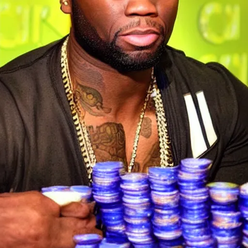 Prompt: 5 0 cent made of coins