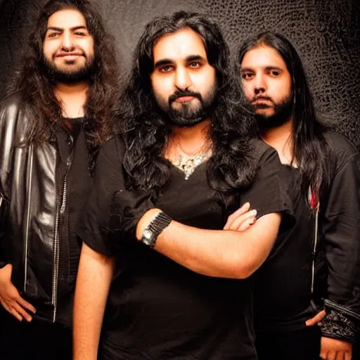 Prompt: Shadi Jamil in a heavy metal band, photograph