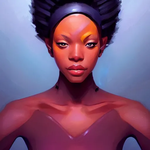 Image similar to portrait beautiful!! futuristic woman sci-fi afrofuturism art, behance hd artstation by Jesper Ejsing, by RHADS, Makoto Shinkai and Lois van baarle, ilya kuvshinov, ross tran