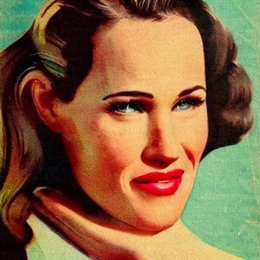 Image similar to “Jennifer Garner portrait, color vintage magazine illustration 1950”