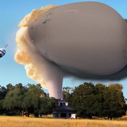 Prompt: A blimp exploding near an observatory