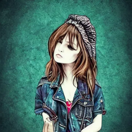 Image similar to girl, grunge outfit, cute artwork