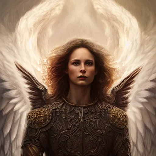 Image similar to Majestic and regal portrait of Archangel Michael, intricate, epic, elegant, menacing, fantasy, highly detailed, digital painting, hard focus, beautiful volumetric lighting, epic light, ultra detailed, by Leesha Hannigan, Ross Tran, Thierry Doizon, Kai Carpenter, Ignacio Fernández Ríos