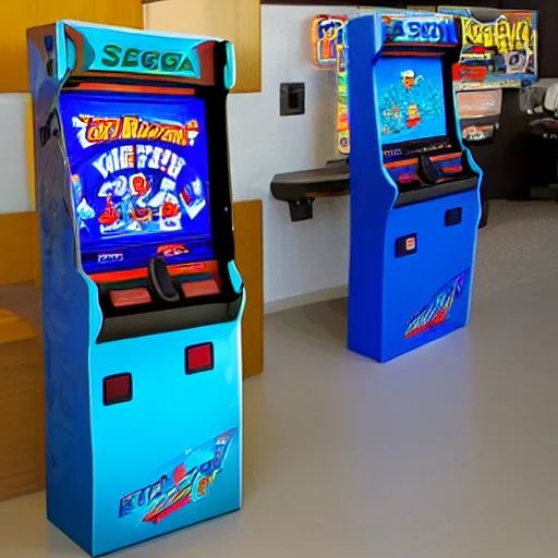 Prompt: a sega genesis shaped arcade