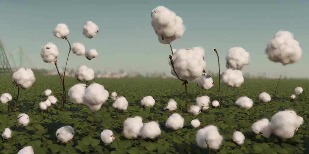 Prompt: explosions in the form of cotton plants on the crimean bridge, 3 d octane remder, epic lighting, 8 k, by goro fujita
