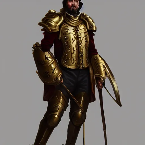 Prompt: Victorian man in golden armor by piotr jablonski, character art, artstation trending