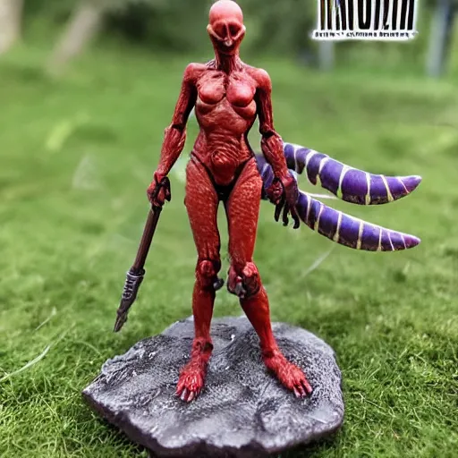 Prompt: ||80mm resin detailed miniature of a Alien || fight against ||a Female warrior||, Product Introduction Photos