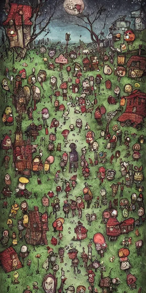 Prompt: an easter scene by alexander jansson and where's waldo