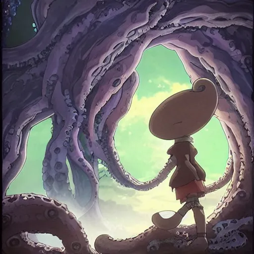 Prompt: “a tentacle monster in the anime Made in Abyss”