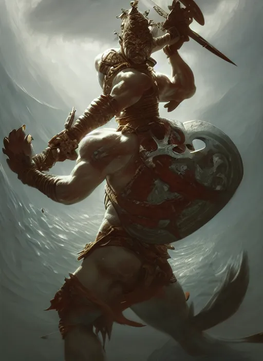 Image similar to subsurface scattering, white, koi, sublime spartan warrior, by jesper ejsing, justin gerard, tomasz alen kopera, cgsociety and fenghua zhong, highly detailed, rim light, cinematic lighting, illustration, art, octane render, very coherent, cinematic, hyper realism, high detail, octane render, 8 k