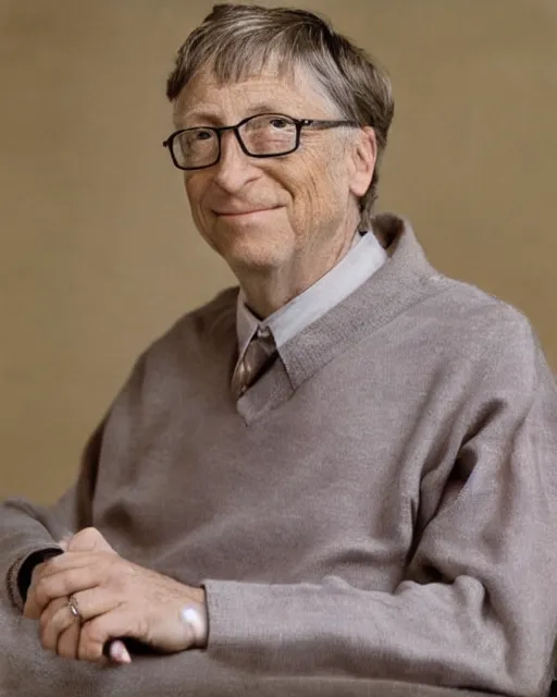 Image similar to portrait photograph of bill gates, by annie leibovitz, highly detailed, dslr photography