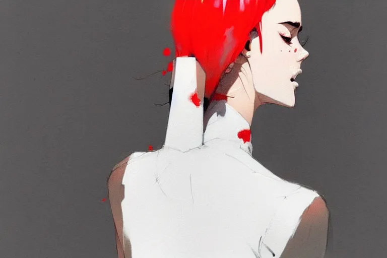 Image similar to a ultradetailed full body portrait of a woman dressed in a white shirt with a tie, by conrad roset, greg rutkowski and makoto shinkai trending on artstation