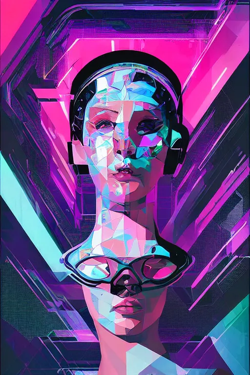 Image similar to wideangle portrait, digital painting, an beautiful, sleeping hacker girl, cybernetic, madness, decoherence, synthwave, glitch!!, fractured reality, glitter, realistic, hyperdetailed, concept art, art by syd mead, cubism