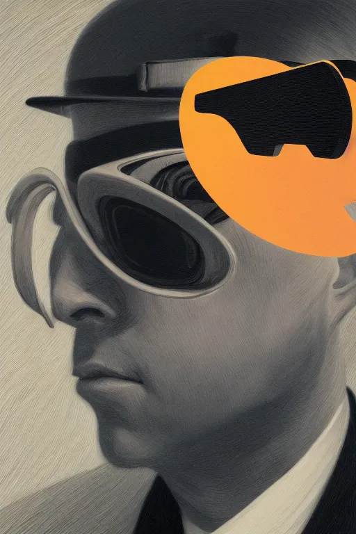 Image similar to satoshi nakamoto wearing oculus and bitcoin over his head edward hopper and james gilleard, zdzislaw beksisnski, higly detailed