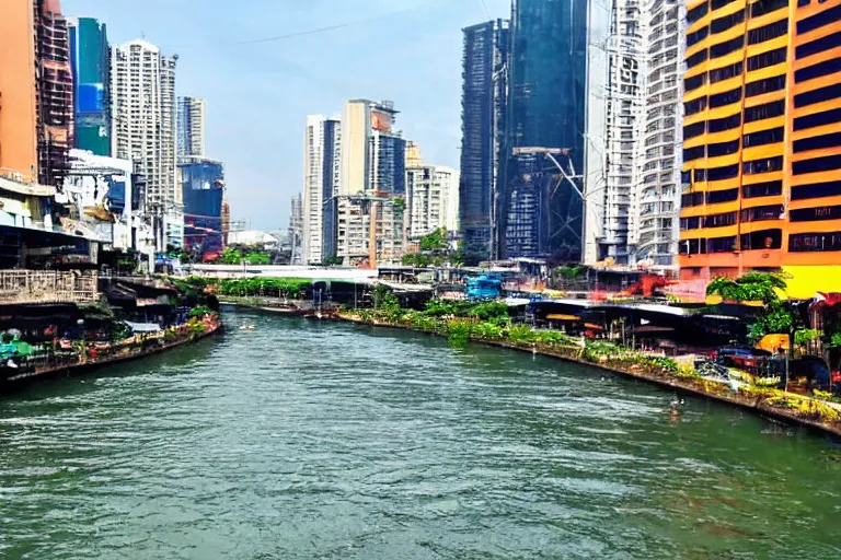 Image similar to photo of a very clean pasig river in the philippines with crystal clear water, high definition, tourism media