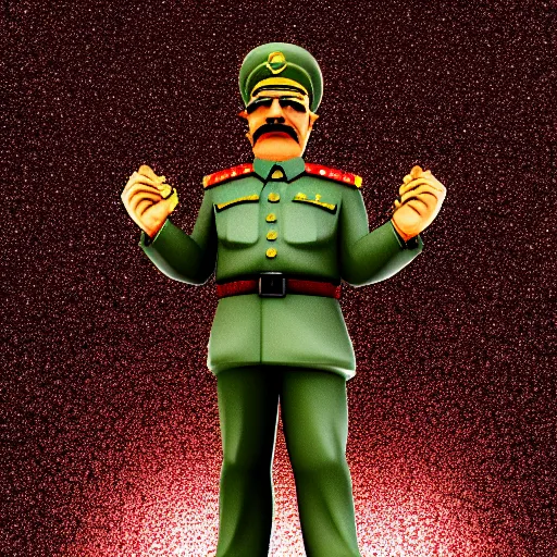 Image similar to stalin glitter figurine commerical, white background, 3d render