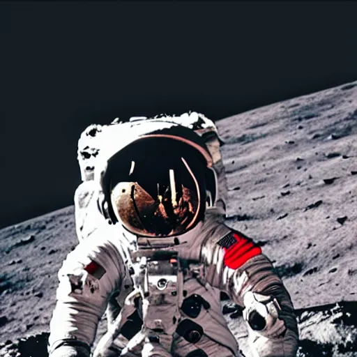 Image similar to photo of astronaut driving a convertible on the moon, 3 5 mm, full - hd