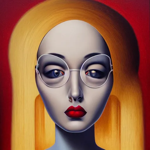 Prompt: a painting of a woman, an ultrafine detailed painting by rafal olbinski, behance contest winner, pop surrealism, detailed painting, airbrush art