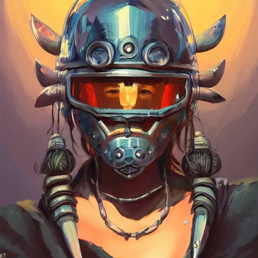 Image similar to cyberpunk viking helmet mask warrior goddess robot ninja fantasy, art gta 5 cover, official fanart behance hd artstation by jesper ejsing, by rhads, makoto shinkai and lois van baarle, ilya kuvshinov, ossdraws