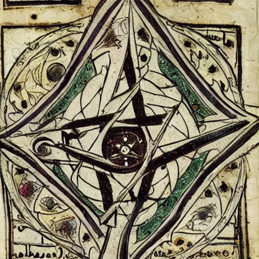 Image similar to page from a medieval manuscript on summoning demons, occult symbols, illustrations of plants, open book, highly detailed, pentagram, fantasy art
