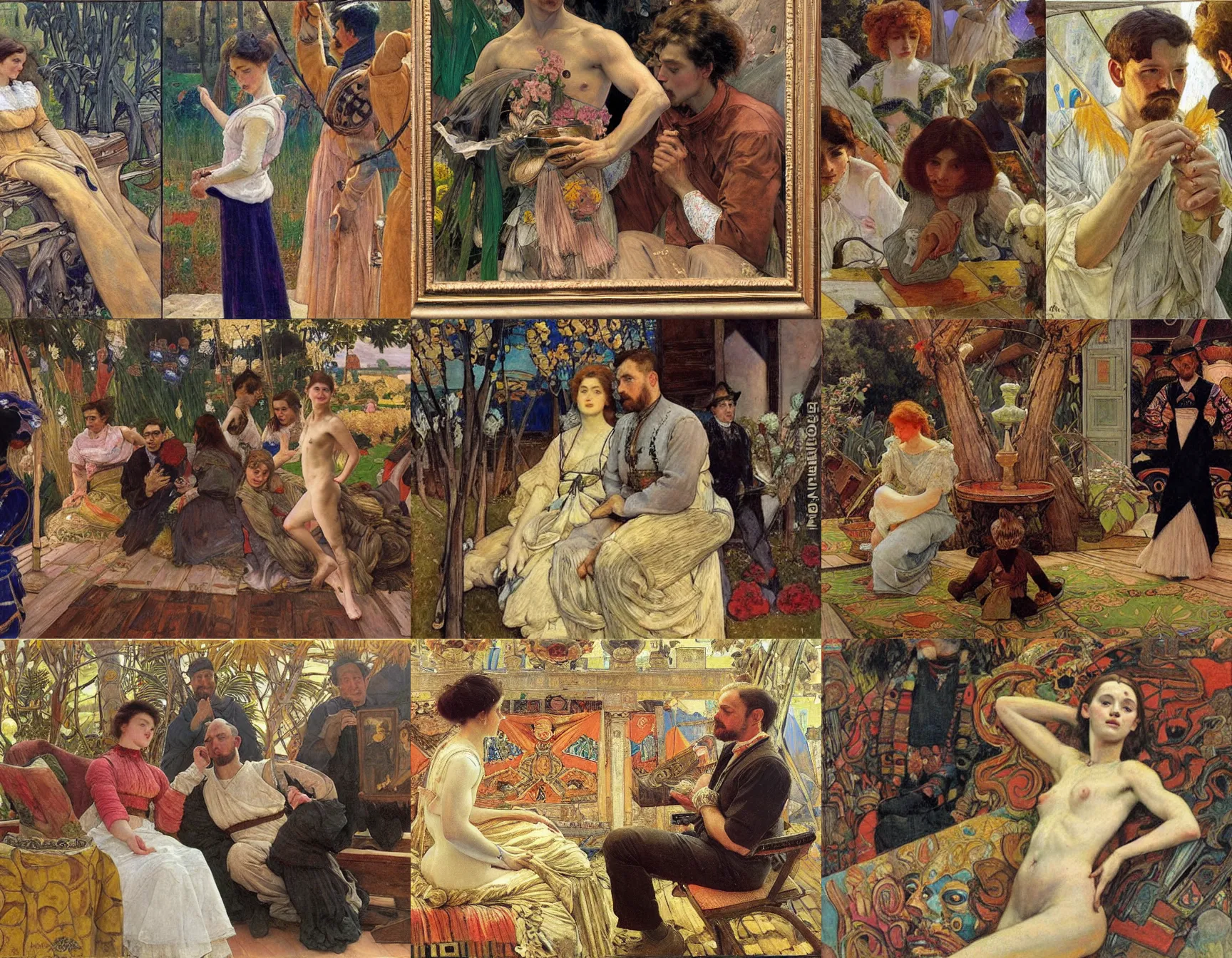 Prompt: painting by ignacio diaz olano and jacek malczewski and edgar maxence and bilibin