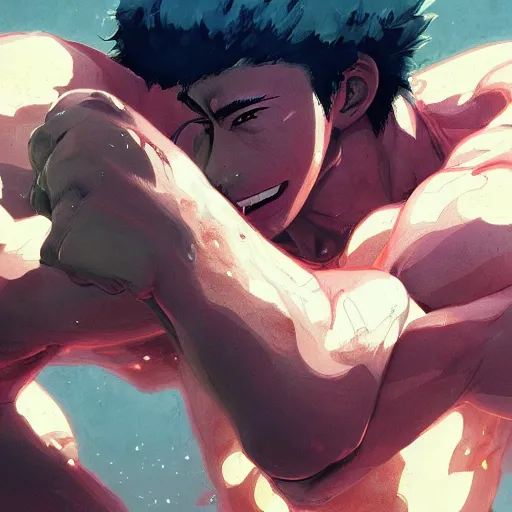 Prompt: hajime no ippo fight, magnificent, close up, details, sharp focus, elegant, highly detailed, illustration, by Jordan Grimmer and greg rutkowski and PiNe and Imoko and wlop and maya takamura, intricate, beautiful, Trending artstation, pixiv, digital Art