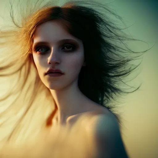 Prompt: photographic portrait of a stunningly beautiful english emo female in soft dreamy light at sunset, soft forcus, chiffon dress, contemporary fashion shoot, in a tim burton movie, by edward robert hughes, annie leibovitz and steve mccurry, david lazar, jimmy nelsson, extremely detailed, breathtaking, hyperrealistic, perfect face, octane render