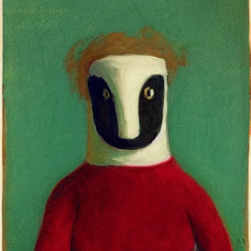 Prompt: superlatively mediocre sock monster, tonalist portrait ( 1 9 2 3 ), vermilion and viridian