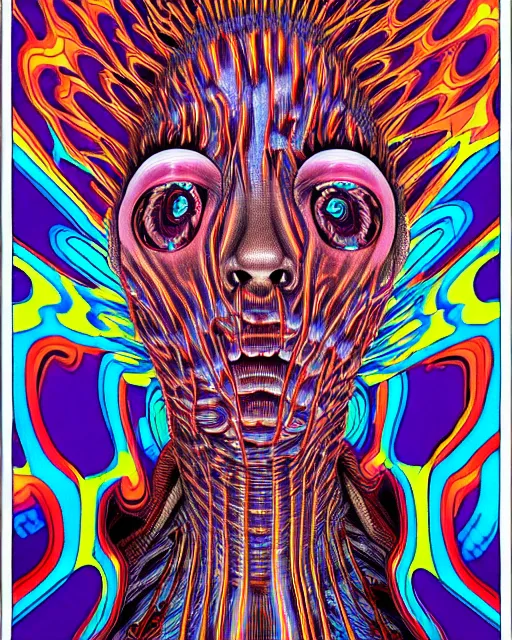 Image similar to human spirit breaking away from the body, conjuring psychedelic background, part by shintaro kago, part by alex gray, ross tran, james jean, ultra realistic, highly detailed, 8 k, trending on artstation, symmetry