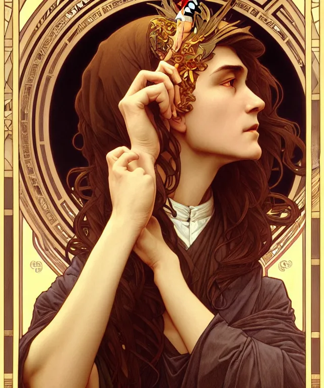 Image similar to a greedy preacher, an evil Catholic priest, portrait, intricate, elegant, highly detailed, 20mm film, art by artgerm and greg rutkowski and alphonse mucha