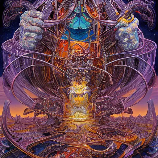 Image similar to art by john stephens, moebius, tristan eaton, andreas rocha, android jones, stephen gammell, rob gonsalves, benoit mandelbrot