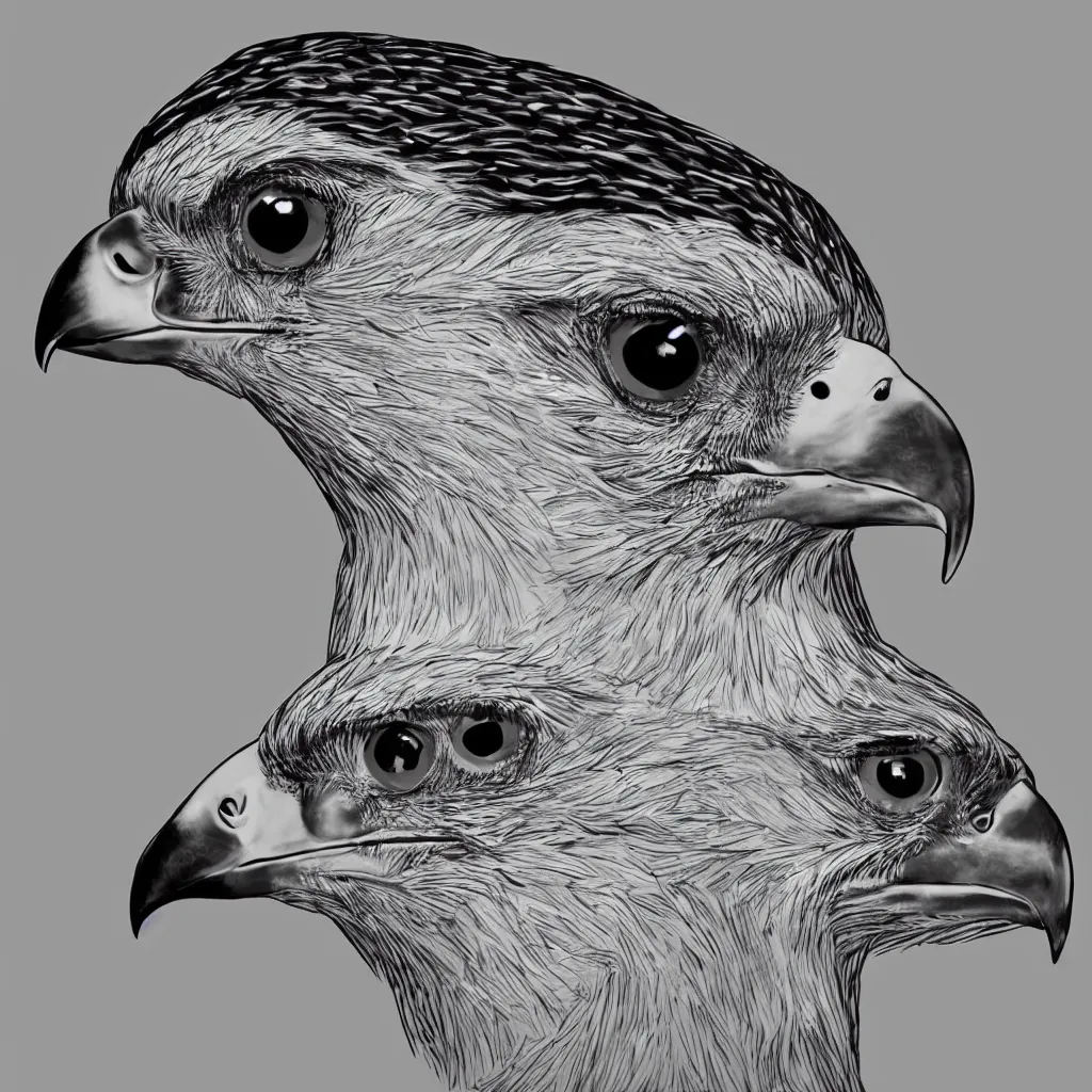 Image similar to Falcon bird face, low polygon effect, 2d