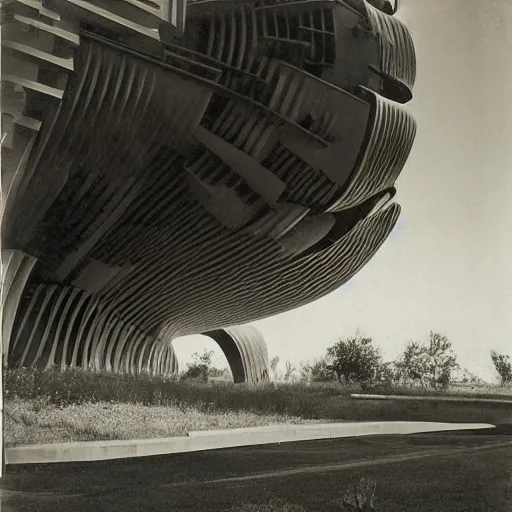 Image similar to old photograph from a strange alien city, organic buildings