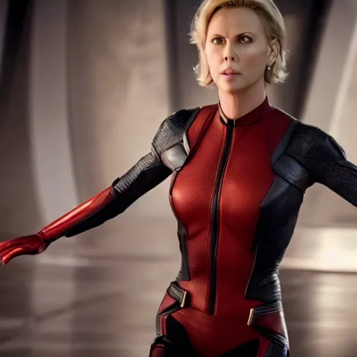 Prompt: movie film still of Charlize Theron as Jean Gray in a new X-Men movie, cinematic