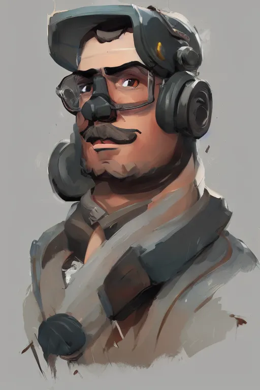 Image similar to beautiful highly detailed realistic stylized character portrait team fortress 2 engineer, detailed character art master portrait by ismail inceoglu, trending on artstation