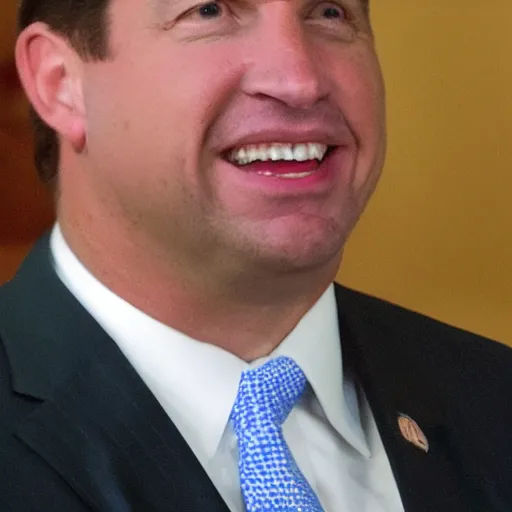 Image similar to ron desantis in a suit, sweating profusely