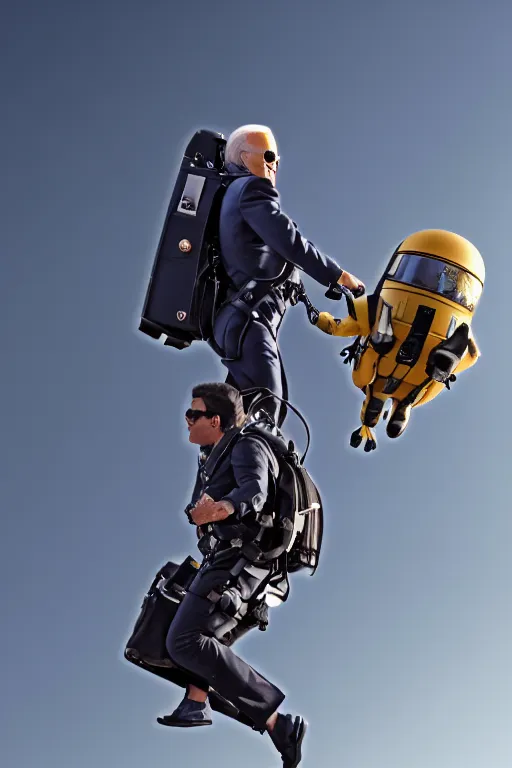 Image similar to joe biden flying with jet pack, hdr, masterpiece, photorealistic, cinematic, smooth, 4 k, aesthetic lighting, baroque object, sharp focus, hyperdetailed, featured face details, tumblr trending, with small object details, winning pullitzer award photo by : canon eos 5 d mark iv, by karah mew and adnan abidi and jodie bateman