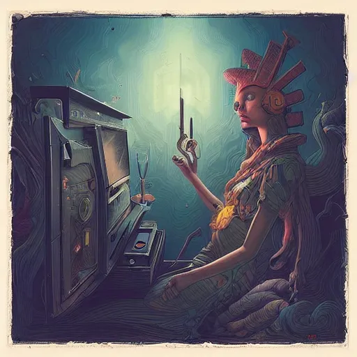 Image similar to “A portrait of depression, digital art by Dan Mumford and Peter Mohrbacher, highly detailed, trending on DeviantArtHQ”