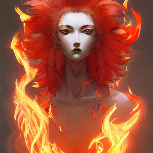 Image similar to prompt : flames and blades character portrait soft light painted by james jean and katsuhiro otomo and erik jones, inspired by evangeleon anime, smooth face feature, intricate oil painting, high detail illustration, sharp high detail, manga and anime 1 9 9 9