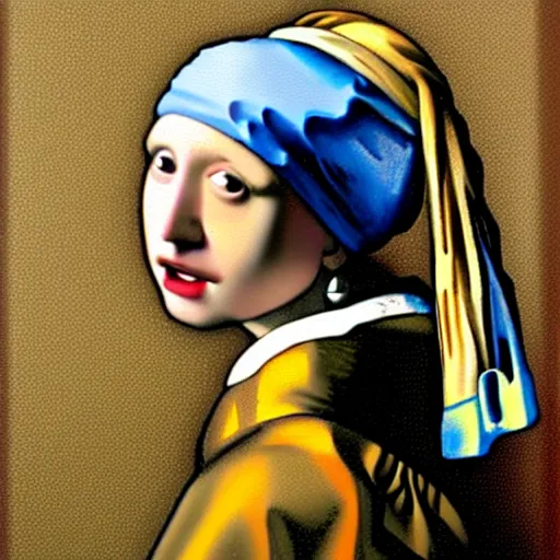 Image similar to Gabe Newell with a Pearl Earring, painting by Johannes Vermeer