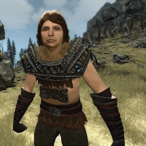 Image similar to Michael cera as scrawny barbarian in Skyrim